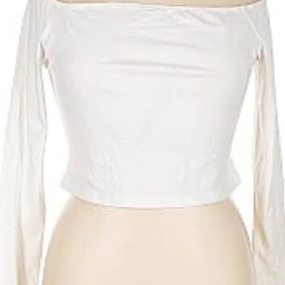 WOMENS PLUS SIZE OFF-SHOULDER WHITE LONG TEE SIZE 4X